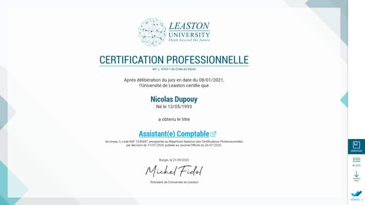 Exemple de certification
