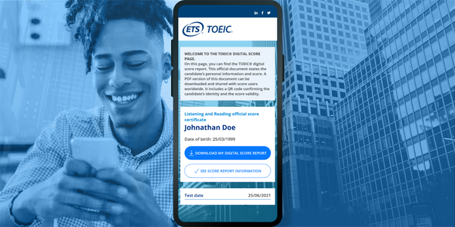TOEIC® TEST: dematerialized score certificate using the blockchain