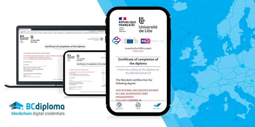 BCdiploma online validation service allows to check the validity of Verifiable Credentials issued on the EBSI blockchain