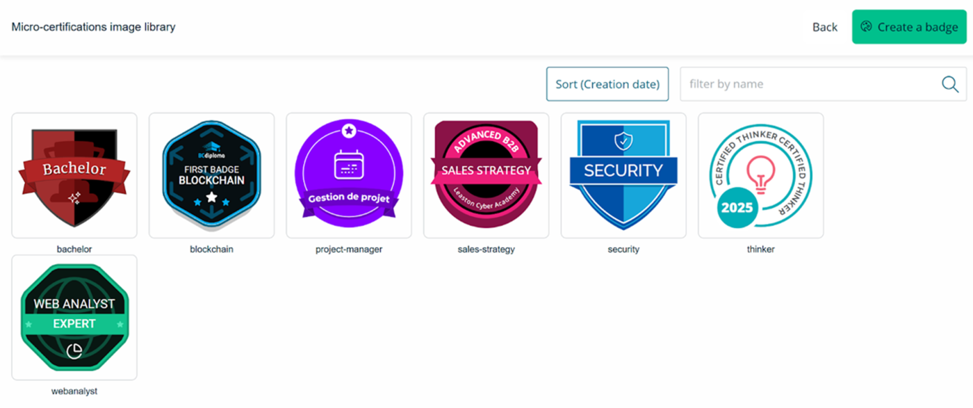 Badge library interface