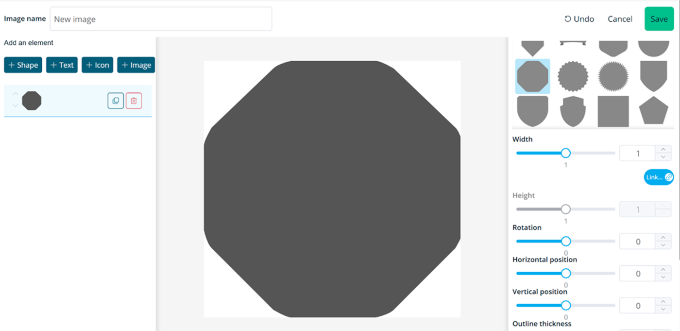 Customization panel for creating a personalized badge