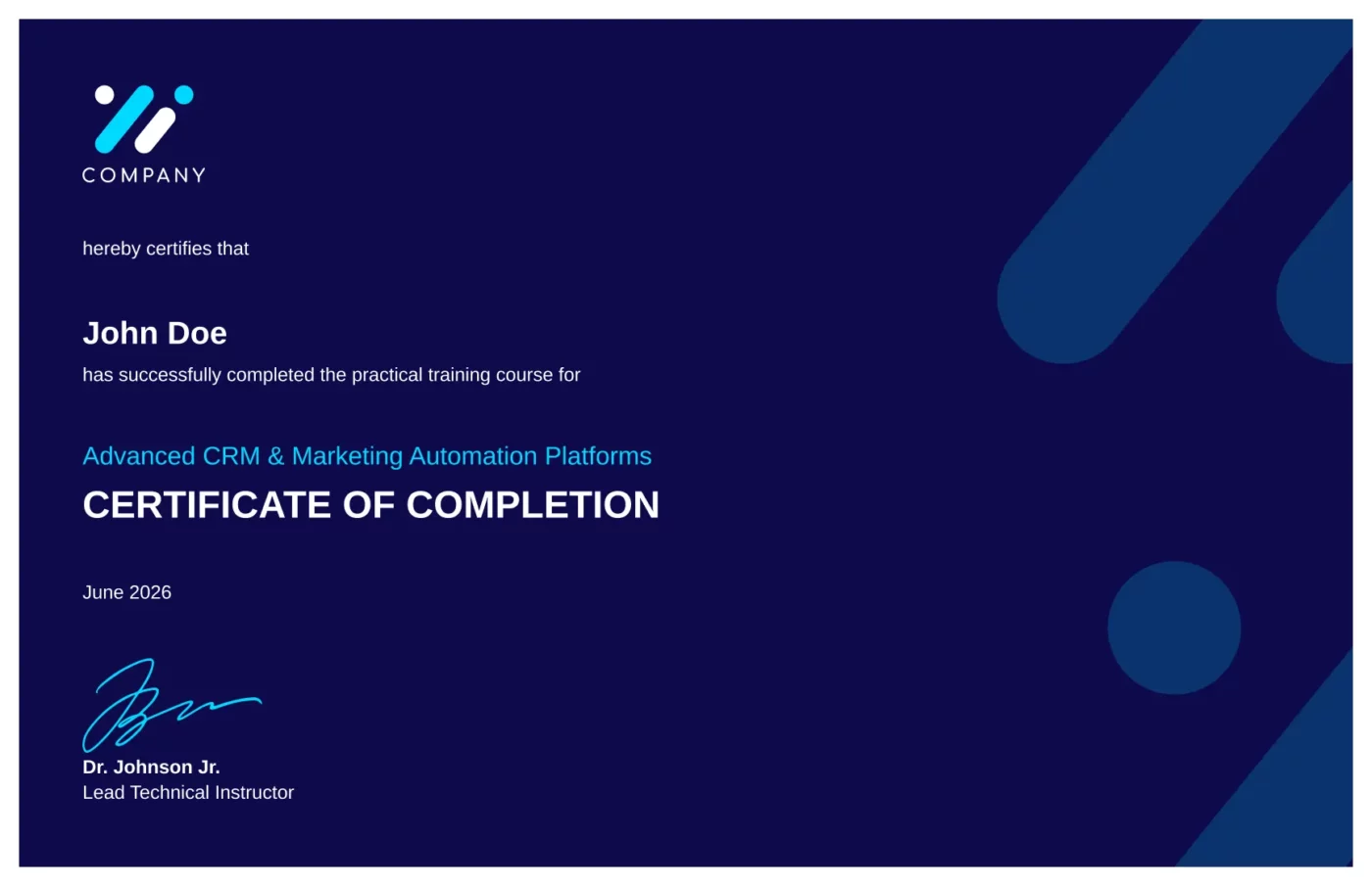 example of certificate of completion